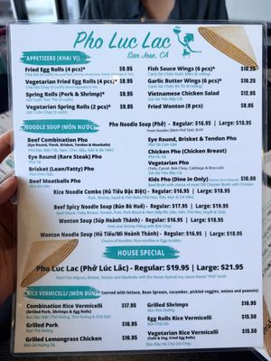 Pho Luc Lac menu 1